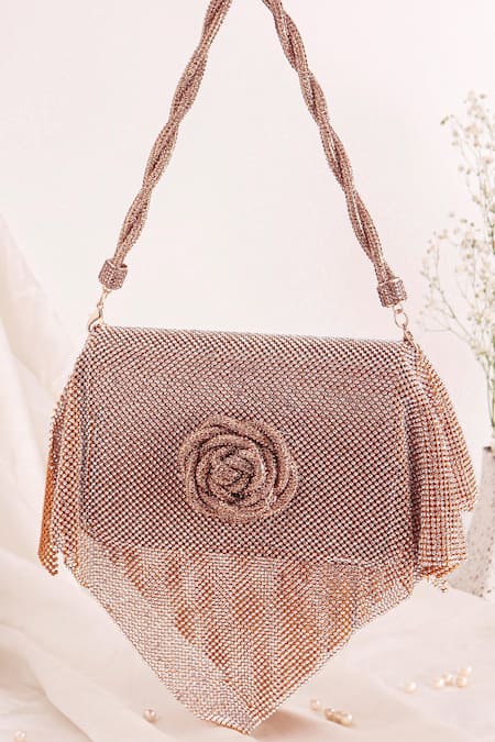 Nazaakat By Samara Singh Embellished Flap Bag with Rose Motif 