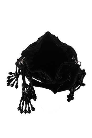 Nazaakat By Samara Singh_Black Sequins, Beads, Mirrors, Tassels Embellished And Work Potli Bag_Online_at_Aza_Fashions