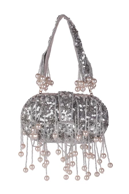 Nazaakat By Samara Singh Sequin & Pearl Embellished Clutch Bag 