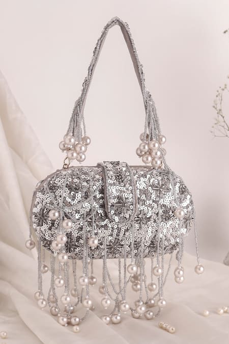 Nazaakat By Samara Singh Sequin & Pearl Embellished Clutch Bag 
