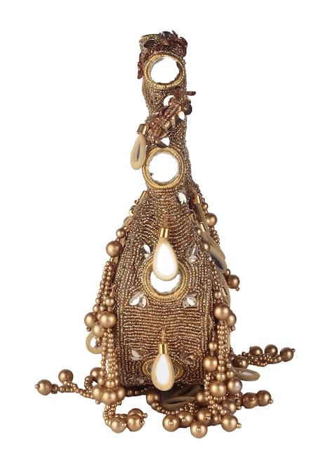 Nazaakat By Samara Singh_Brown Beads, Mirrors, Sequins Beaded Embellished Clutch Bag _Online_at_Aza_Fashions