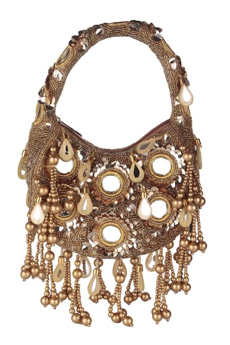 Nazaakat By Samara Singh Beaded Mirror Embellished Clutch Bag 