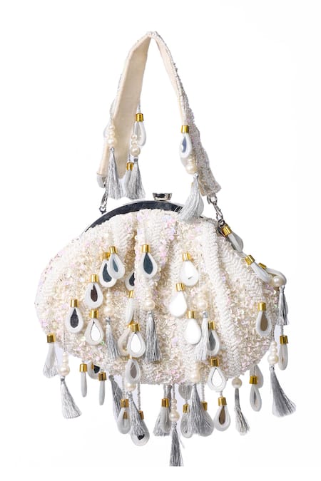 Nazaakat By Samara Singh Sequin, Pearl & Tassel Embellished Batua Bag 