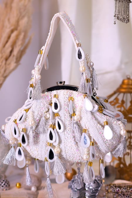 Nazaakat By Samara Singh Sequin, Pearl & Tassel Embellished Batua Bag 