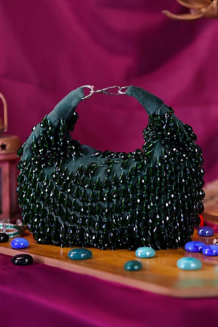 Nazaakat By Samara Singh Beaded Embellished Clutch with Detachable Handle 