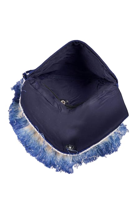 Shop Nazaakat By Samara Singh Blue Beads, Stones, Fringe Embellished And Beaded Flap Clutch Online at Aza Fashions Shop_Nazaakat By Samara Singh_Blue Beads, Stones, Fringe Embellished And Beaded Flap Clutch _Online_at_Aza_Fashions