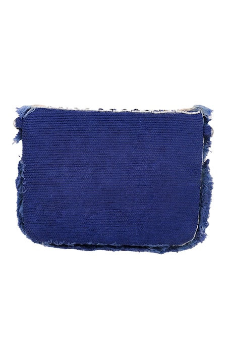 Buy Nazaakat By Samara Singh Blue Beads, Stones, Fringe Embellished And Beaded Flap Clutch Buy_Nazaakat By Samara Singh_Blue Beads, Stones, Fringe Embellished And Beaded Flap Clutch