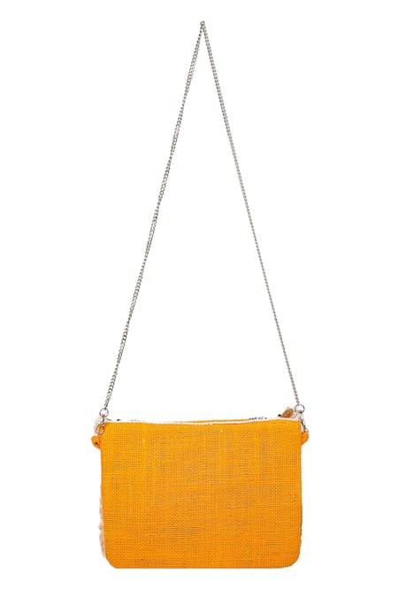 Shop Nazaakat By Samara Singh Yellow Stones, Beads, Fringe Coin And Embellished Boho Bag Online at Aza Fashions Shop_Nazaakat By Samara Singh_Yellow Stones, Beads, Fringe Coin And Embellished Boho Bag _Online_at_Aza_Fashions