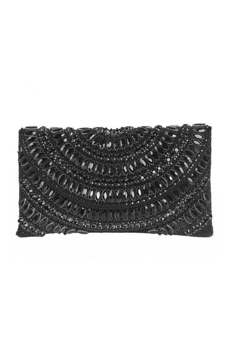 Shop Nazaakat By Samara Singh Black Beads, Sequins, Stones Beaded Embellished Flap Bag Online at Aza Fashions Shop_Nazaakat By Samara Singh_Black Beads, Sequins, Stones Beaded Embellished Flap Bag _Online_at_Aza_Fashions