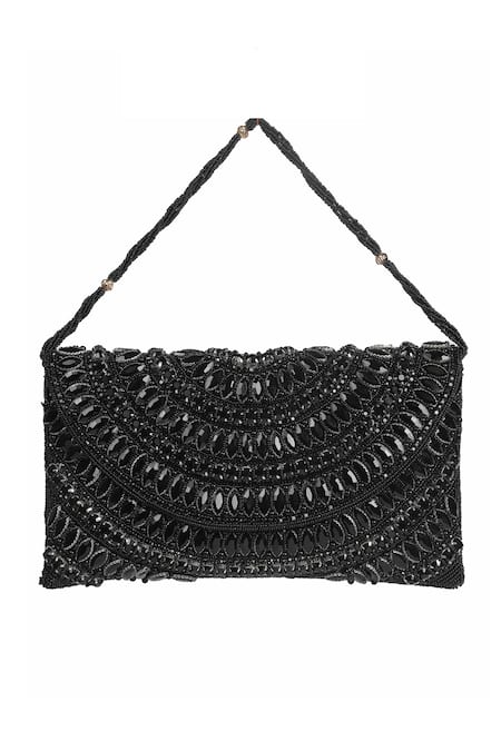 Nazaakat By Samara Singh Black Beads, Sequins, Stones Beaded Embellished Flap Bag at Aza Fashions Nazaakat By Samara Singh_Black Beads, Sequins, Stones Beaded Embellished Flap Bag _at_Aza_Fashions