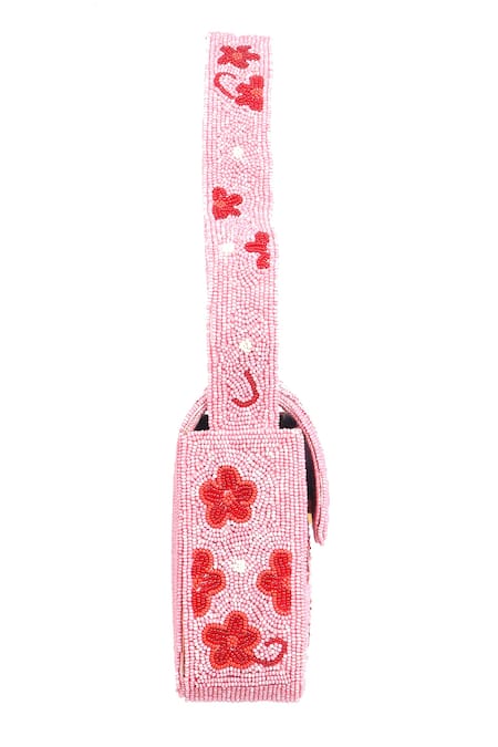 Shop_Nazaakat By Samara Singh_Pink Beads Embroidered Floral Sling Bag _Online_at_Aza_Fashions