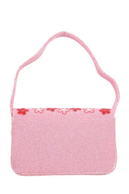 Buy_Nazaakat By Samara Singh_Pink Beads Embroidered Floral Sling Bag 