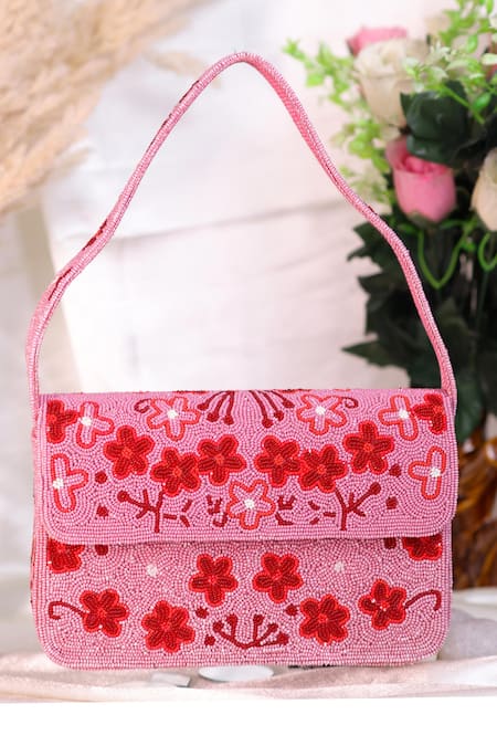 Nazaakat By Samara Singh Bead Embroidered Floral Sling Bag 