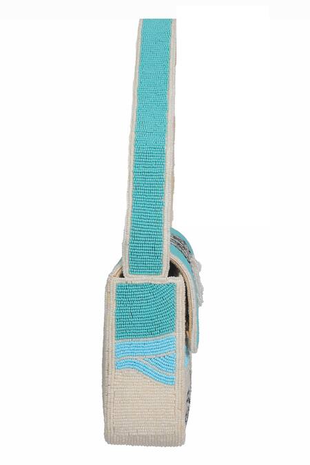 Buy_Nazaakat By Samara Singh_Blue Beads Beach Scene Shoulder Bag _Online_at_Aza_Fashions