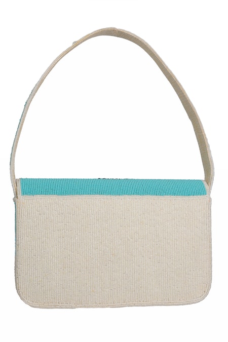 Shop_Nazaakat By Samara Singh_Blue Beads Beach Scene Shoulder Bag _Online_at_Aza_Fashions