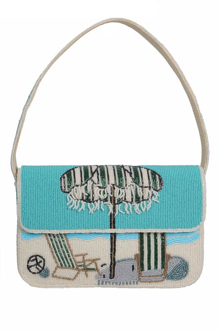 Nazaakat By Samara Singh Beaded Beach Scene Shoulder Bag 