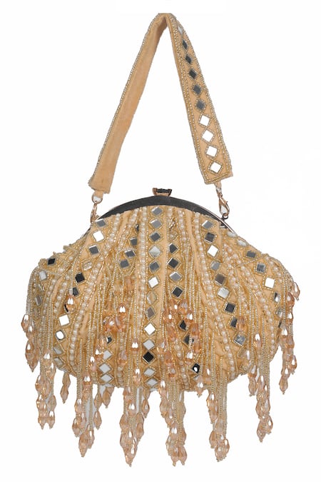 Nazaakat By Samara Singh Mirror & Pearl Embellished Batua Bag