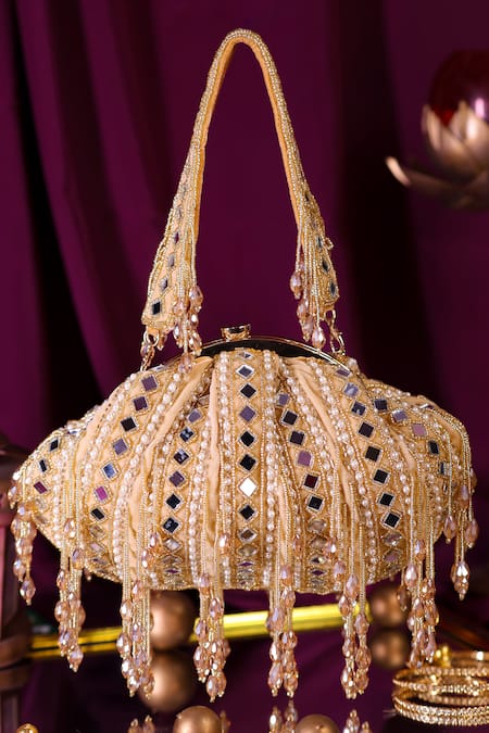 Nazaakat By Samara Singh Mirror & Pearl Embellished Batua Bag