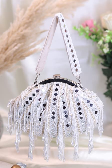 Nazaakat By Samara Singh Mirror & Bead Embellished Batua Bag 