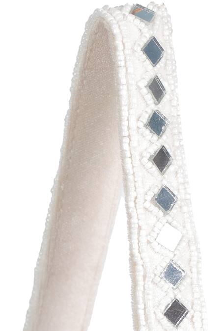 Buy Nazaakat By Samara Singh White Beads, Mirrors, Pearls, Tassels And Embellished Batua Bag Buy_Nazaakat By Samara Singh_White Beads, Mirrors, Pearls, Tassels And Embellished Batua Bag