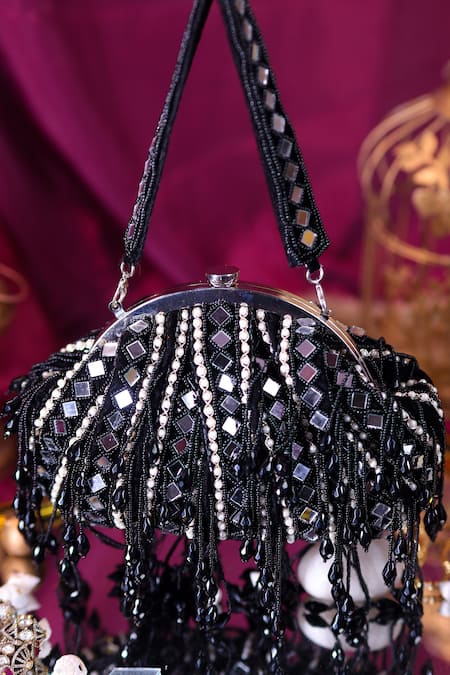 Nazaakat By Samara Singh Mirror & Pearl Embellished Batua Bag