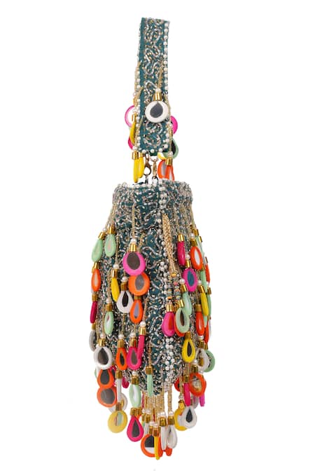 Buy_Nazaakat By Samara Singh_Multi Color Beads, Pearls, Sequins, Embellished Potli Bag With And Drops _Online_at_Aza_Fashions