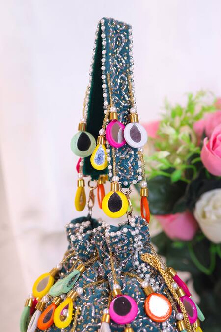 Nazaakat By Samara Singh_Multi Color Beads, Pearls, Sequins, Embellished Potli Bag With And Drops _at_Aza_Fashions