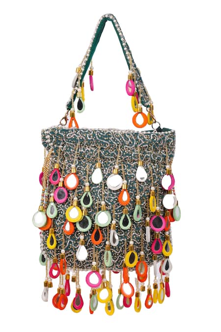Nazaakat By Samara Singh Embellished Potli Bag with Mirror & Bead Drops