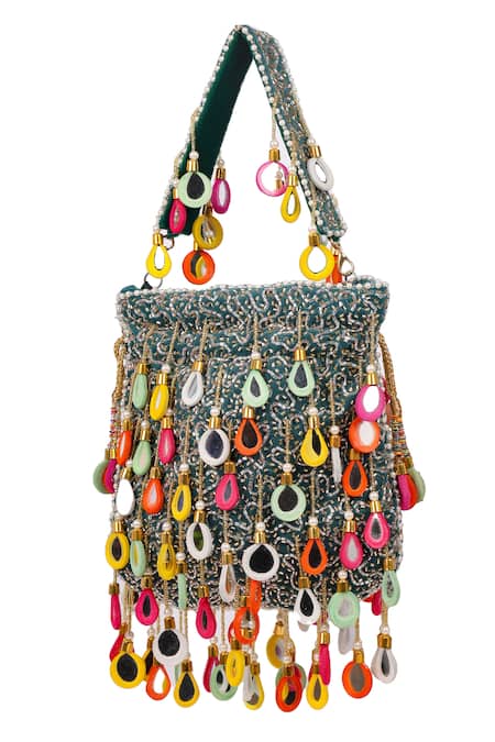 Buy_Nazaakat By Samara Singh_Multi Color Beads, Pearls, Sequins, Embellished Potli Bag With And Drops 