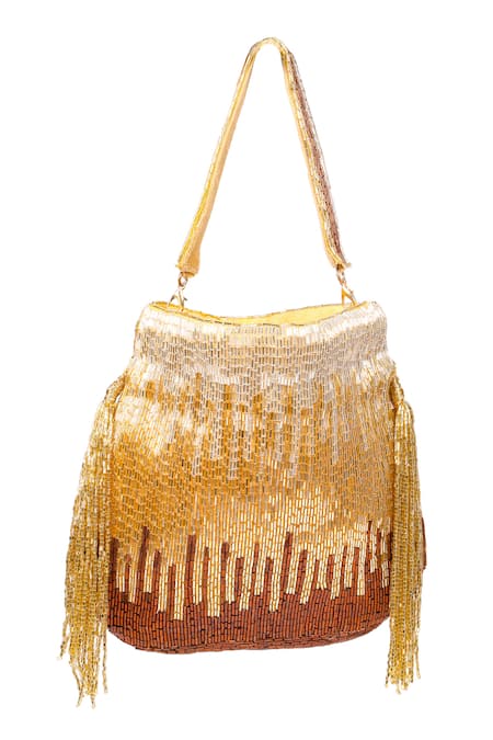 Nazaakat By Samara Singh Beaded Ombre Potli Bag with Tassel 