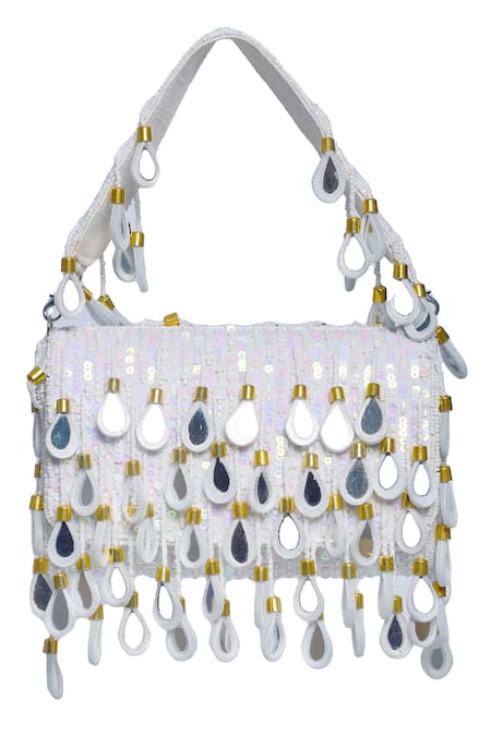 Buy Nazaakat By Samara Singh White Sequins, Beads, Mirrors Beaded And Embellished Flap Bag Online at Aza Fashions Buy_Nazaakat By Samara Singh_White Sequins, Beads, Mirrors Beaded And Embellished Flap Bag _Online_at_Aza_Fashions