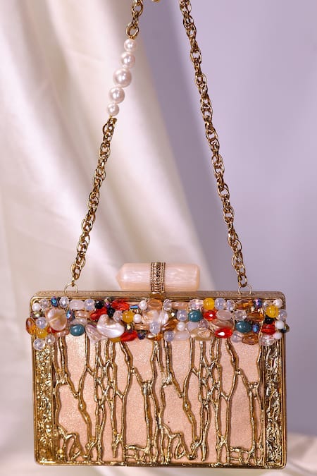 Nazaakat By Samara Singh Embellished Clutch with Detachable Sling Chain 