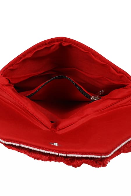 Buy Nazaakat By Samara Singh Red Beads, Fringe, Metallic Thread Beaded Embroidered Boho Bag Online at Aza Fashions Buy_Nazaakat By Samara Singh_Red Beads, Fringe, Metallic Thread Beaded Embroidered Boho Bag _Online_at_Aza_Fashions