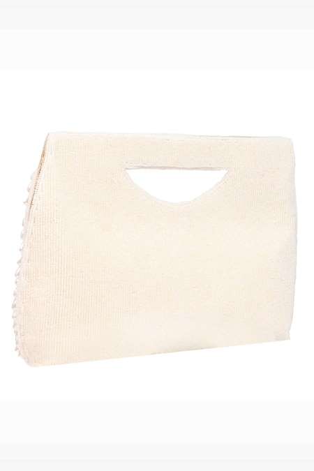 Buy Nazaakat By Samara Singh Off White Pearls, Beads Embellished Flap Bag Buy_Nazaakat By Samara Singh_Off White Pearls, Beads Embellished Flap Bag
