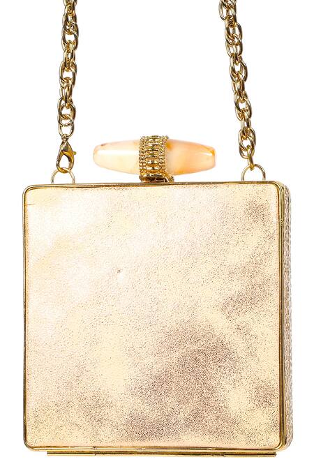 Buy_Nazaakat By Samara Singh_Beige Beads, Stones, Crystals Mother Of Pearl And Embellished Clutch 