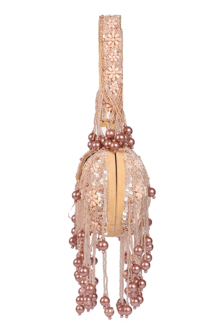 Buy_Nazaakat By Samara Singh_Beige Sequins, Beads, Pearls And Embellished Potli Bag _Online_at_Aza_Fashions