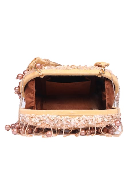 Shop_Nazaakat By Samara Singh_Beige Sequins, Beads, Pearls And Embellished Potli Bag _Online_at_Aza_Fashions