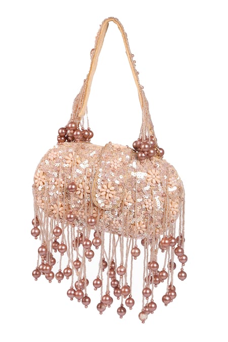 Buy_Nazaakat By Samara Singh_Beige Sequins, Beads, Pearls And Embellished Potli Bag 
