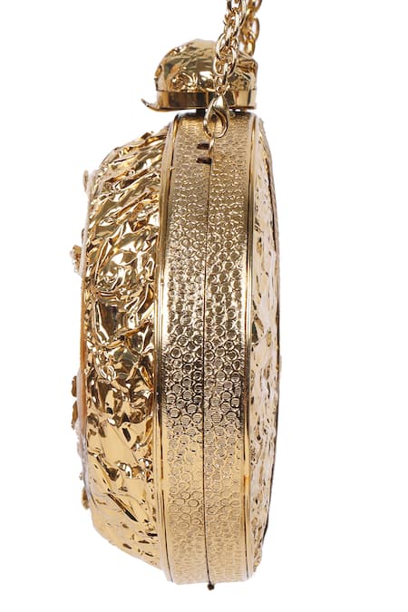 Buy_Nazaakat By Samara Singh_Gold Applique, Pearls, Beads Mother Of And Floral Embellished Clutch _Online_at_Aza_Fashions