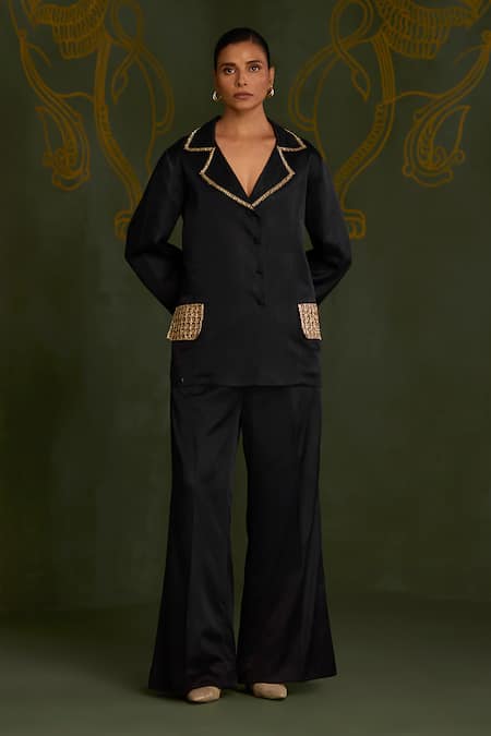 Sitaraa Movika Midnight Blue Embroidered Pant Set