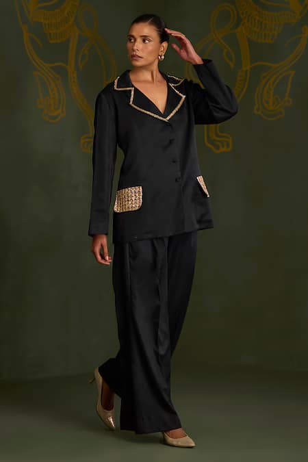 Shop_Sitaraa_Blue Stones Movika Midnight Embroidered Pant Set _Online_at_Aza_Fashions