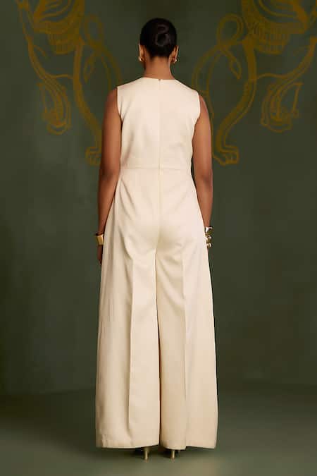 Sitaraa Tala Ivory Embroidered Jumpsuit 