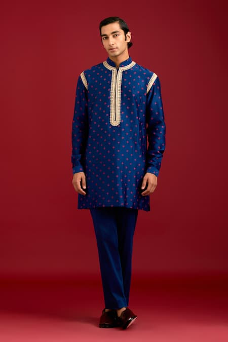 Devnaagri Bandhej Pattern Kurta With Pant 