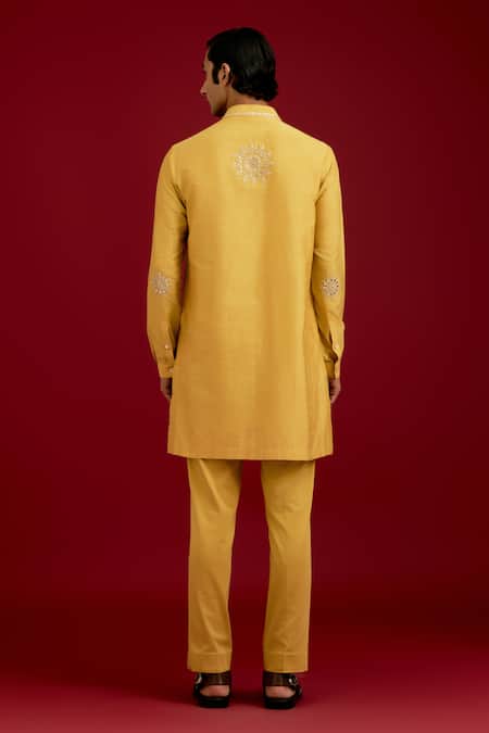 Devnaagri Mirror & Dori Embroidered Front-Open Kurta Set 