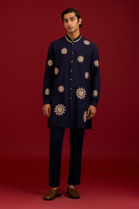 Devnaagri Mirror Work & Dori Embroidered Kurta Set 