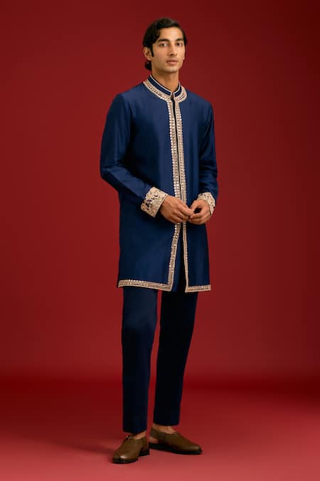 Devnaagri Chanderi Mirror & Dori Embroidered Kurta Set 
