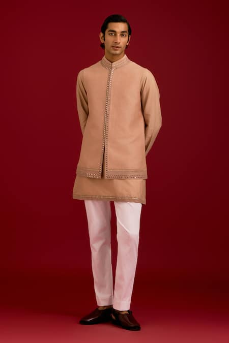 Devnaagri Mirror Work Bundi Kurta Set 