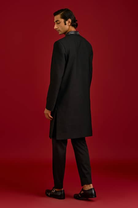 Devnaagri Pintuck Pattern Sherwani & Pant Set 