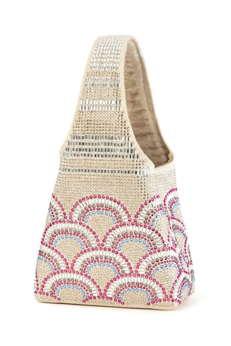 Etcetera_Multi Color Crystals Paris Petite Aurora Studded Bag _Online_at_Aza_Fashions