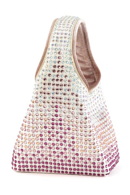 Etcetera_Pink Crystals Paris Petite Aurora Studded Bag _Online_at_Aza_Fashions